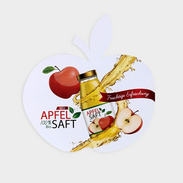 Flyer in Apfelform drucken lassen bei – kreativer figürlich gestanzter Werbeflyer mit Apfelsaft-Motiv und 100 % Bio-Design