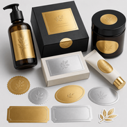 Aufkleber mit Goldfolie und Silberfolie für edle Etiketten Verpackungen Logo-Sticker und hochwertige Produktkennzeichnung