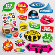 Aufkleber Druck Ablauf freie Größe Konturschnitt Material wählen Preis berechnen Sticker online bestellen