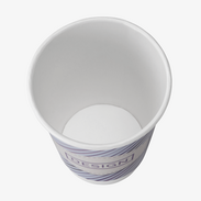 Doppelwandiger Pappbecher mit einer Füllmenge von 300 ml und Eichstrich, individuell bedruckt