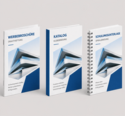 Broschüren Vergleich Drahtheftung Werbebroschüre Klebebindung Katalog Spiralbindung Schulungsunterlage