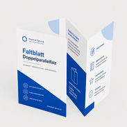 Doppelparallelfalz-Faltblatt mit 8 Seiten für Werbung Produktinformationen Programme Mailings und kompakte Unternehmensinformationen
