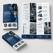 A4 Falzflyer 8-seitig als Prospekt für Industrieprodukte und technische Unternehmenspräsentation