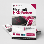 Flyer mit HKS-Farben und definierter Schmuckfarbe