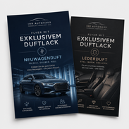 Autohaus-Flyer mit Neuwagenduft und Lederduft drucken