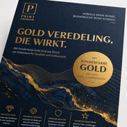 Detailansicht Flyer mit Sonderfarbe Gold und Premiumoptik