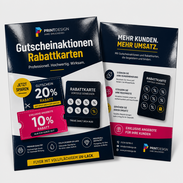 Flyer mit vollflächigem UV-Lack für Gutscheinaktionen und Rabattkarten