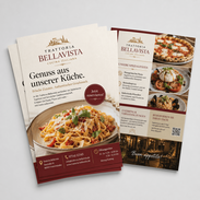 2-seitiger Gastronomie-Flyer mit Logo in HKS-Farben