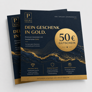 Gutschein mit Sonderfarbe Gold und goldenem Gutscheinwert