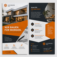 Imageflyer für Bauunternehmen mit Logo und modernem Corporate Design in HKS-Farben