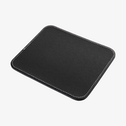 Schwarzes Kunstleder-Mousepad, schlicht und werbefrei, ohne Handgelenkstütze