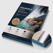 Multiloft-Flyer mit Goldfolie Folienkaschierung und farbiger Kante