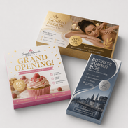 Multiloft-Flyer mit Heißfolienprägung in Gold und Silber mit sichtbarem Farbkern