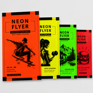 Neon-Flyer in leuchtenden Farben für Werbung und Aktionen