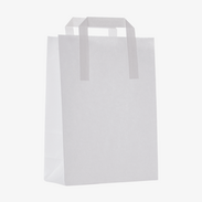Papiertragetasche mit Flachhenkeln, unbedruckt, aus weißem Kraftpapier