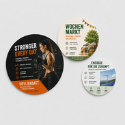 Runde Flyer als Werbeflyer Gutscheine Rabattaktionen Events Gastronomie Produktwerbung und Beileger