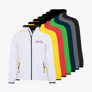 Personalisierbare Softshell-Jacken in verschiedenen Farben als Werbetextilien mit Logo-Druck