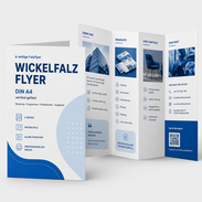 Wickelfalz in weiteren Formaten drucken lassen als mehrseitige Falzflyer Sonderformate für Werbung Programme Produktinformationen Angebote Mailings und QR-Code